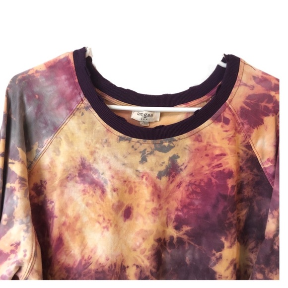 umgee Oversized Tie Dyed Distressed Scoop Neck Pullover Size Large - Picture 2 of 9